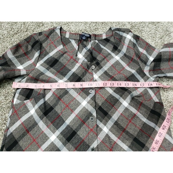 Chadwicks Of Boston Size 8 Plaid Shift Shirt Dress Button Down Tan Red Black - Picture 7 of 12
